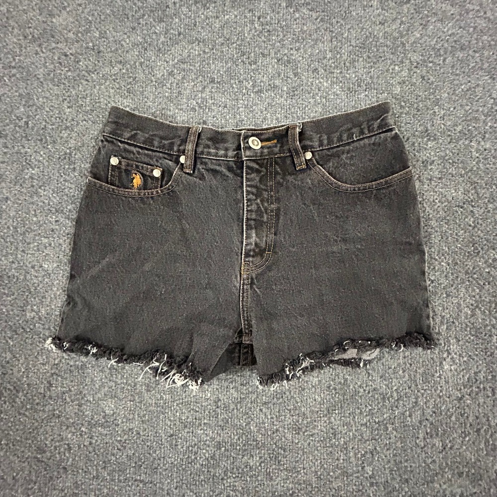 U.S. Polo Assn. Shorts Womens Size 5/6 Black Denim Frayed Hem High Rise Casual